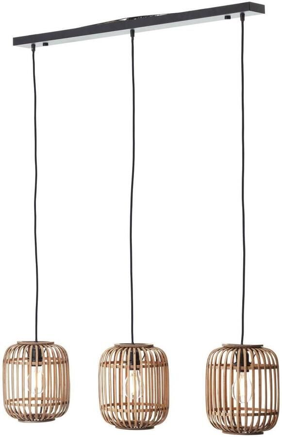 Brilliant Leuchten Hanglamp Woodrow Bamboelamp natuurstijl 130 x 105 cm E27 (1 stuk)