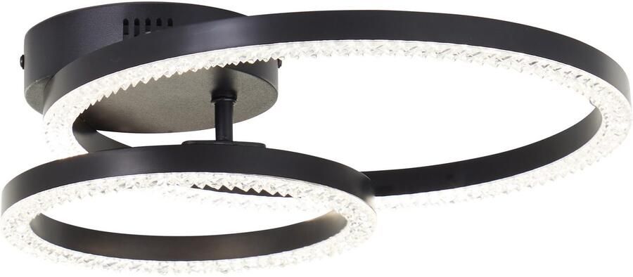 Brilliant Leuchten Led-plafondlamp AURELIA 40 x 30 cm 2500 lm 4000 k draaibaar kristaloptiek zwart (1 stuk)