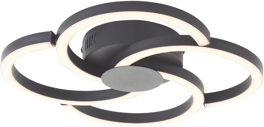 Brilliant Leuchten Led-plafondlamp Fico Ø 34 cm 2300 lm 3000 K aluminium zwart (1 stuk)