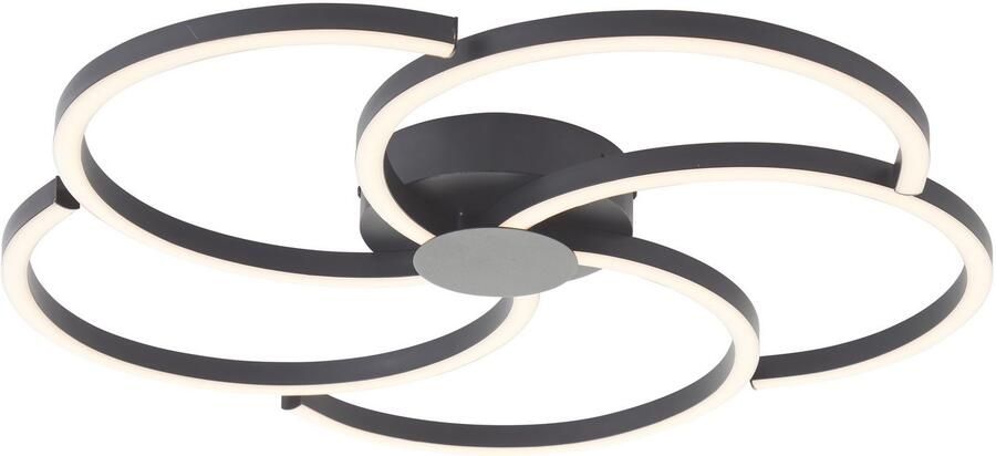 Brilliant Leuchten Led-plafondlamp Fico Ø 57 cm 3300 lm 3000 K 3-standen dimbaar aluminium zwart (1 stuk)