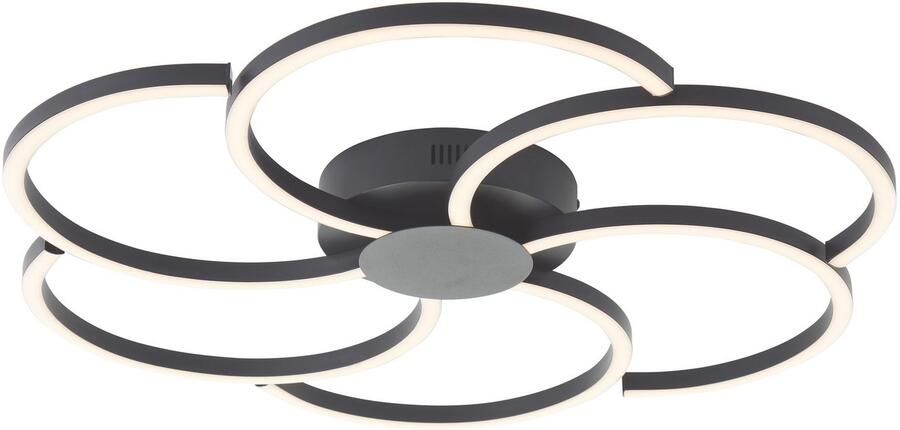 Brilliant Leuchten Led-plafondlamp Fico 65 cm 3000 lumen dimbaar 3000-6500 k aluminium zwart (1 stuk)