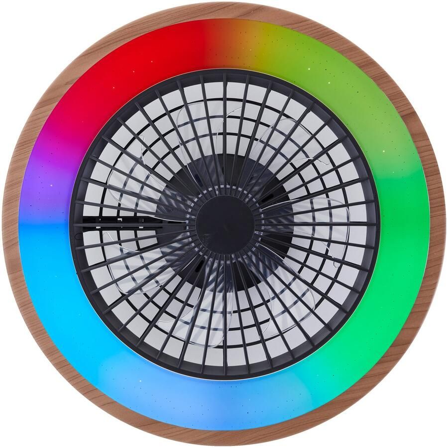 Brilliant Leuchten Led-plafondlamp SLIMLINE 49 cm ventilator digitaal rgb 4700 lm dimbaar 3000-6500 k cct (1 stuk)