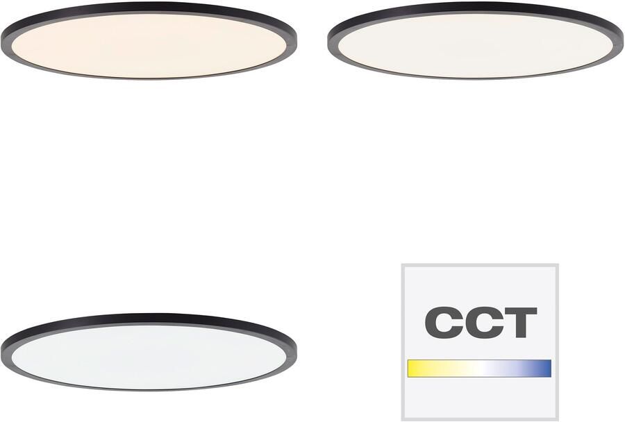 Brilliant Leuchten Ledscherm Tuco Ø 50 cm dimbaar CCT 3900 lm afstandsbediening kunststof zwart wit (1 stuk)