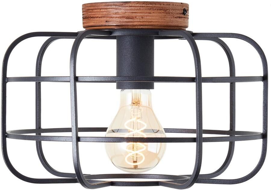 Brilliant Leuchten Plafondlamp Gwen D 30 cm H 20 cm E27 metaal hout zwart
