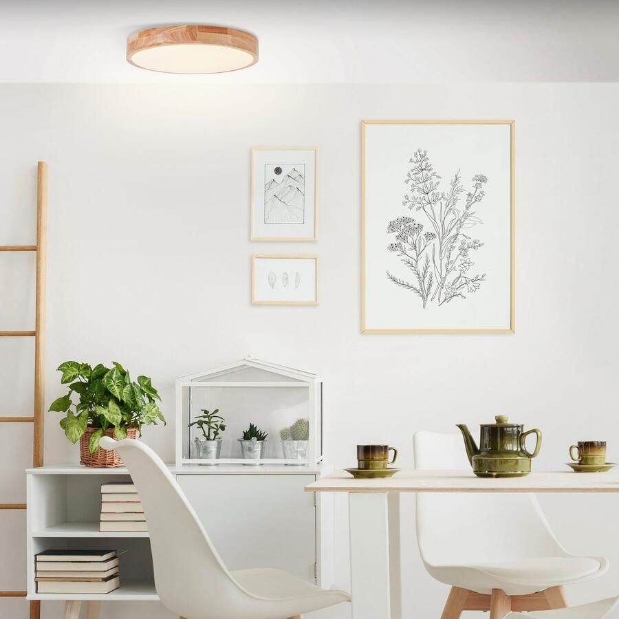 Brilliant Leuchten Plafondlamp SLIMLINE Led wand- en plafondlamp 39 cm hout licht wit (1 stuk)