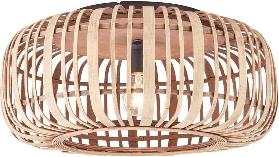 Brilliant Leuchten Plafondlamp Woodrow Bamboe Nature Style dimbaar Ø 50cm E27 fitting (1 stuk) - Foto 2