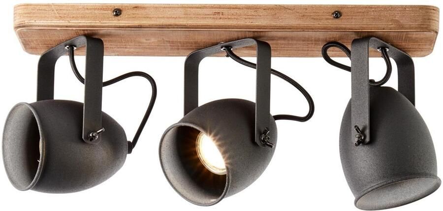 Brilliant Leuchten Plafondspot Crowton 47 cm breedte 3 x gu10 draaibaar metaal hout zwart hout (1 stuk)