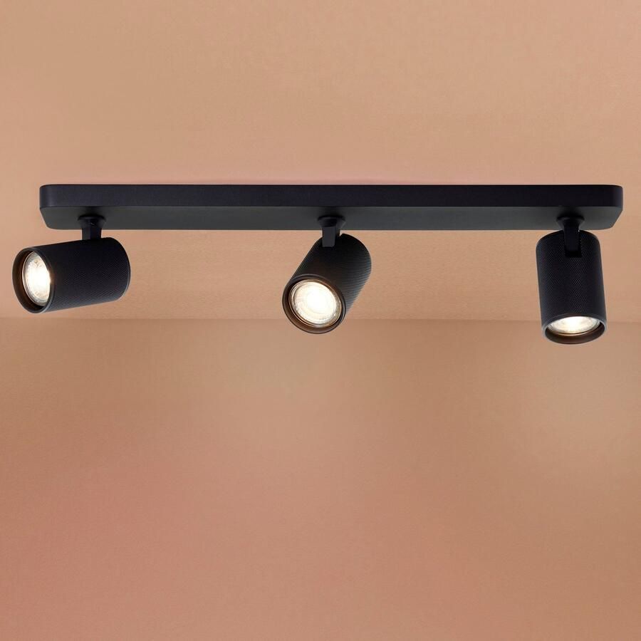 Brilliant Leuchten Plafondspot Marty Spotbalk schwenkbaar 12x53x9 cm GU10 345lm 3000K metaal zwart (1 stuk)