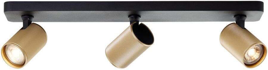 Brilliant Leuchten Plafondspot Marty Spotbalk schwenkbaar 12x53x9 cm GU10 345lm zwart mat goudkleur (1 stuk) - Foto 3