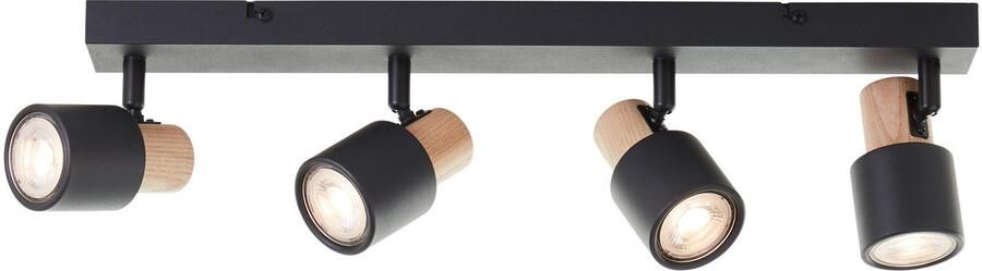 Brilliant Leuchten Plafondspot Pini 15 x 6 x 58 cm 4 x gu10 kantelbaar metaal hout (1 stuk)