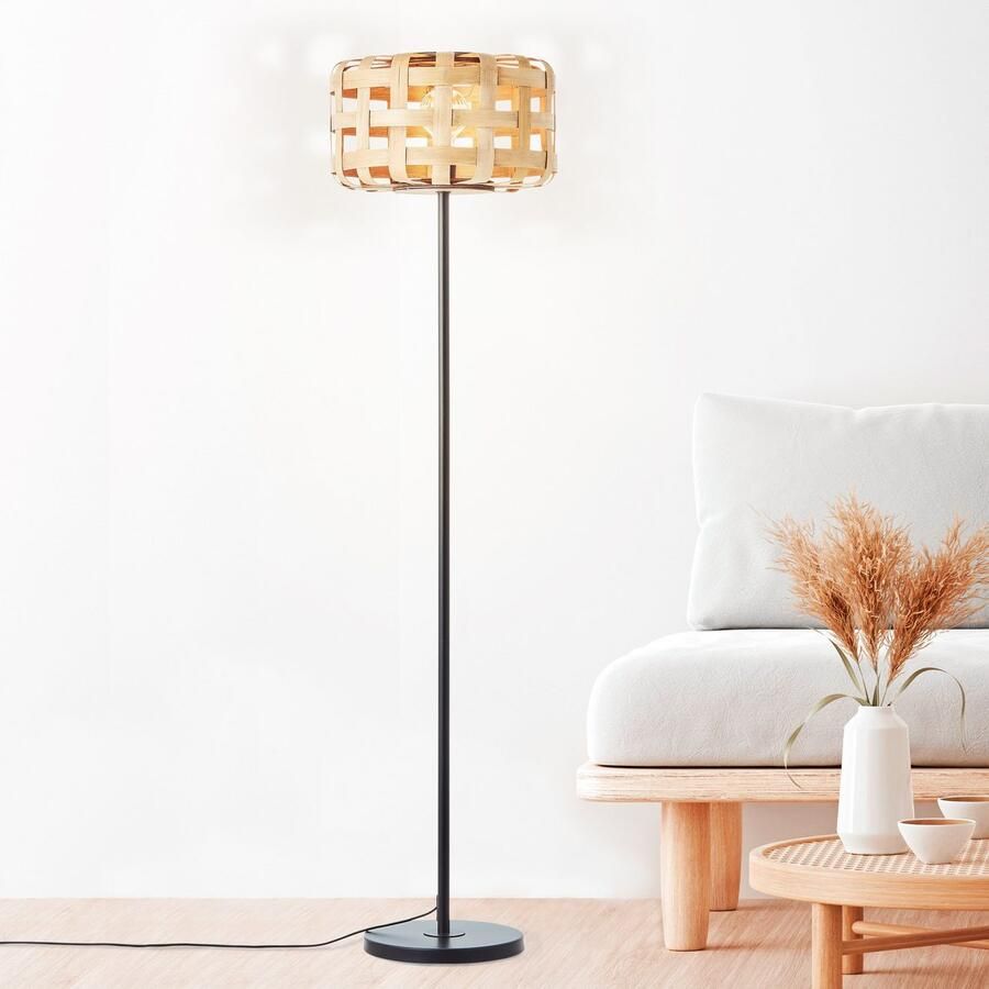 Brilliant Leuchten Staande lamp Woodline 139 x 36 cm e27 metaal bamboe natuur zwart (1 stuk)