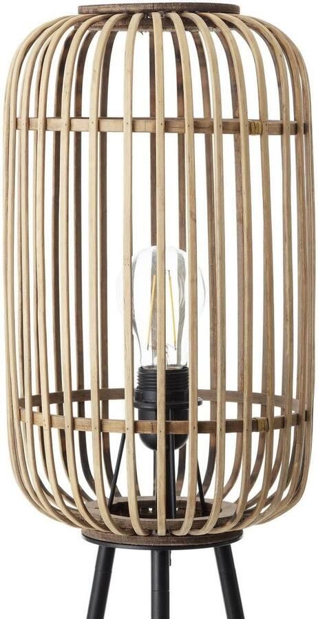 Brilliant Leuchten Staande lamp Woodrow driepotige bamboelamp 130 x 45 cm e27 boho-stijl (1 stuk) - Foto 4