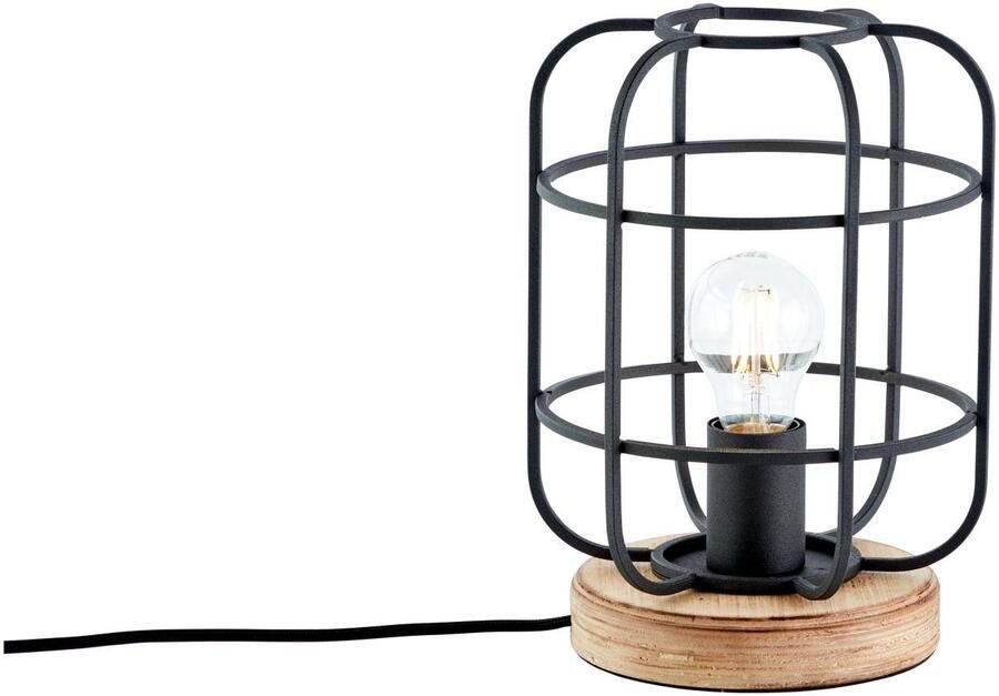 Brilliant Leuchten Tafellamp Gwen 26 5 cm hoogte ø 20 cm e27 metaal hout antiek hout zwart korund (1 stuk) - Foto 3