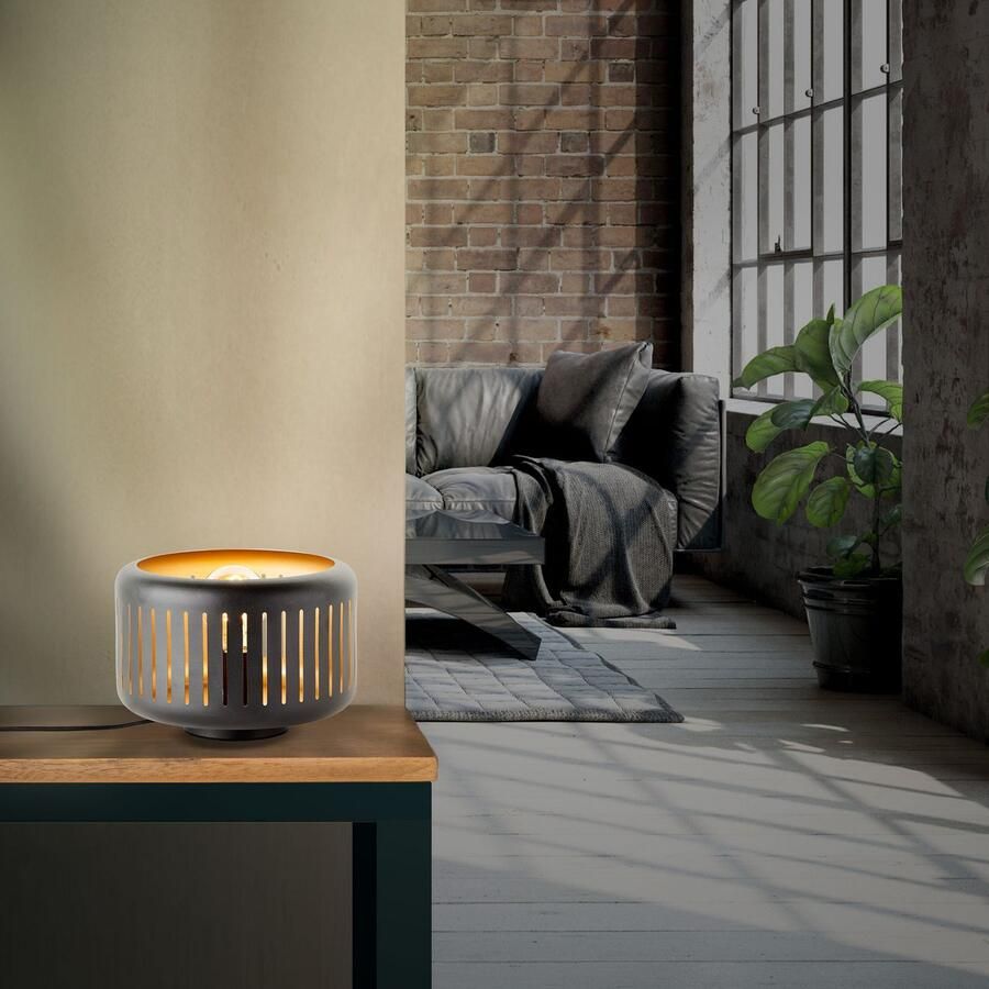 Brilliant Leuchten Tafellamp Tyas 19 x 27 cm e27 metaal zwart goudkleurig