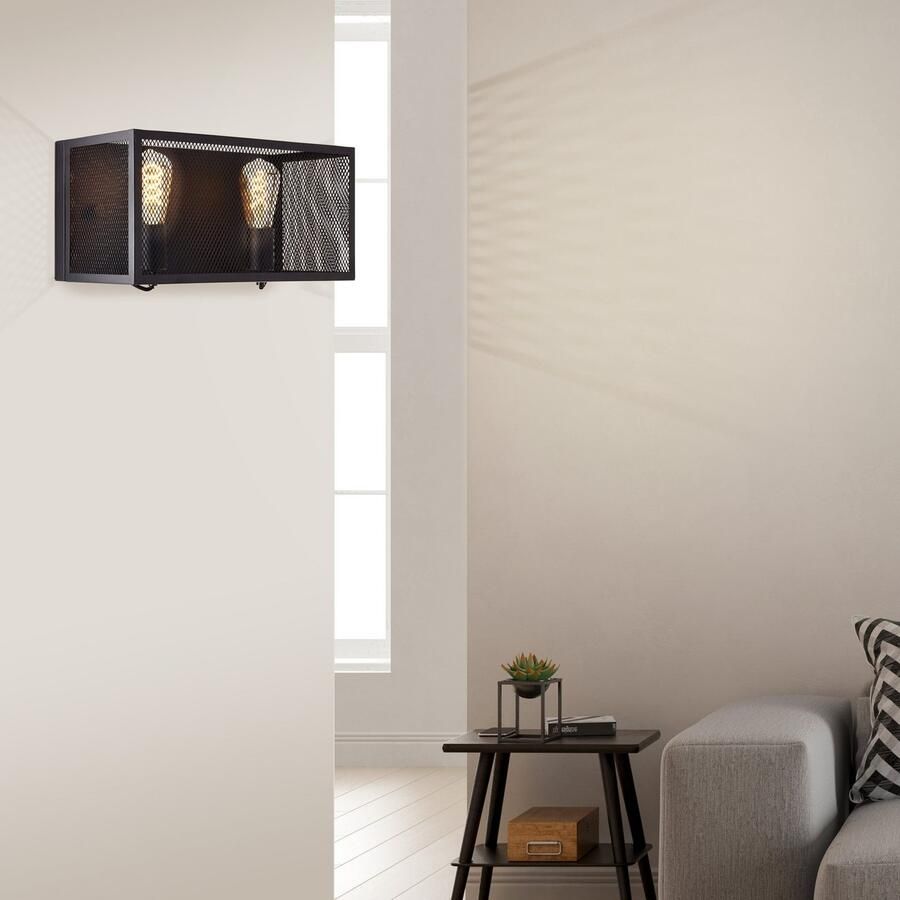 Brilliant Leuchten Wandlamp Maze 20 x 40 x 20 cm 2 x e27 max. 40 w metaal zwart korund