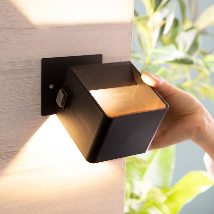 My home Led-wandlamp voor buiten Marten draagbare acculamp Accu 4 W 300 lm 3000 K USB zwart mobiele buitenlamp wandlamp (1 stuk)