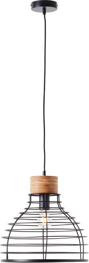 Brilliant Hanglamp Avia Zwart Hout ⌀35cm E27 60w