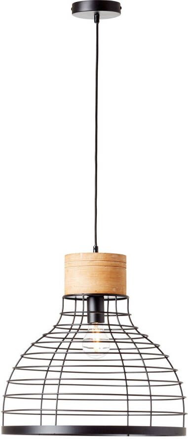 Brilliant Leuchten Hanglamp AVIA 135 cm hoogte ø 47 cm e27 inkortbaar metaal hout zwart bruin (1 stuk)