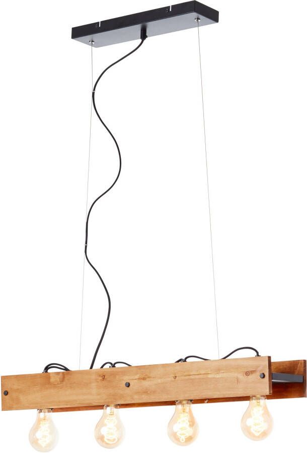 Brilliant Leuchten Hanglamp Calandra 150 cm hoogte 75 cm breedte 4 x e27 metaal hout zwart hout (1 stuk)