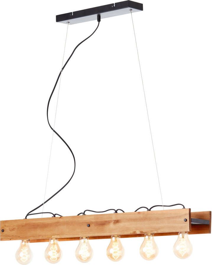 Brilliant Leuchten Hanglamp Calandra 150 cm hoogte 90 cm breedte 6 x e27 metaal hout zwart hout (1 stuk)