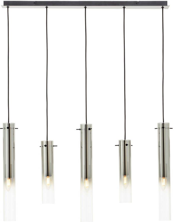 Brilliant Glasini Hanglamp 5-lichts Zwart Gerookt Glas