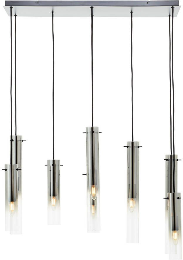 Brilliant Glasini Hanglamp 8-lichts Zwart Gerookt Glas