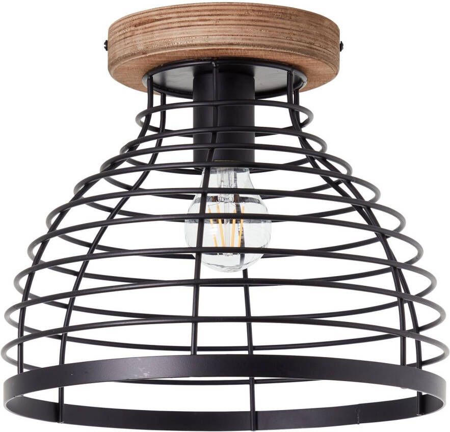 Brilliant Plafondlamp Avia Zwart hout Ø30cm E27 40w