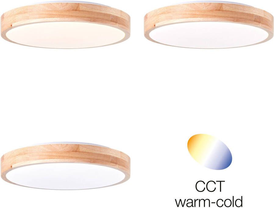 Brilliant Leuchten Led-plafondlamp SLIMLINE Ø 34 cm CCT 1300 lm metaal hout kunststof hout licht wit (1 stuk)