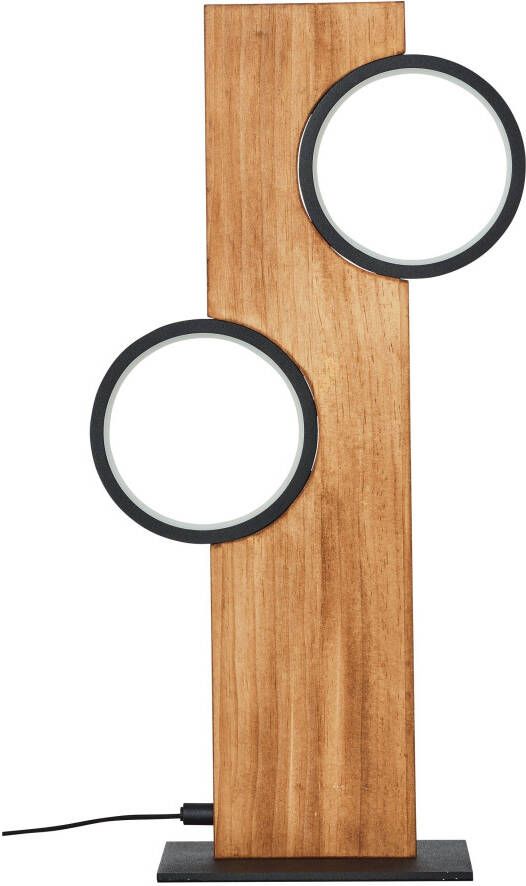 Brilliant Leuchten Led-tafellamp Cheesy 50 cm hoogte 1300 lm 3000k hout metaal natuur zwart (1 stuk)