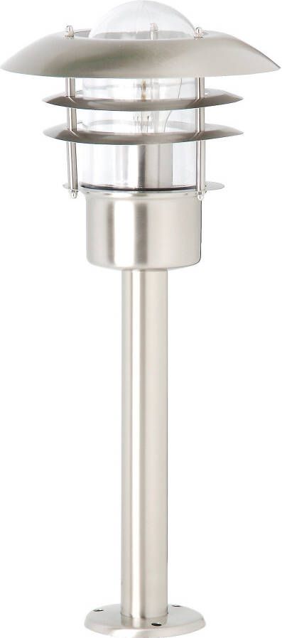 Brilliant Leuchten Paalverlichting TERRENCE 50 cm hoogte ø 22 cm e27 ip44 metaal glas edelstaal
