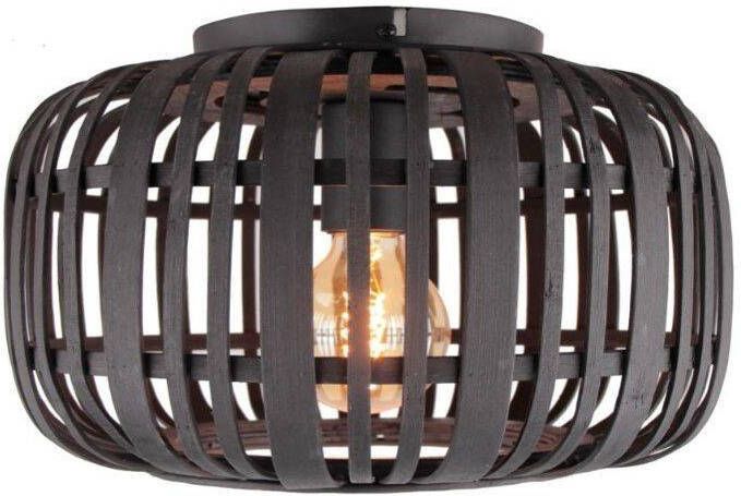 Brilliant Plafondlamp Woodrow Zwart Hout ⌀32cm E27