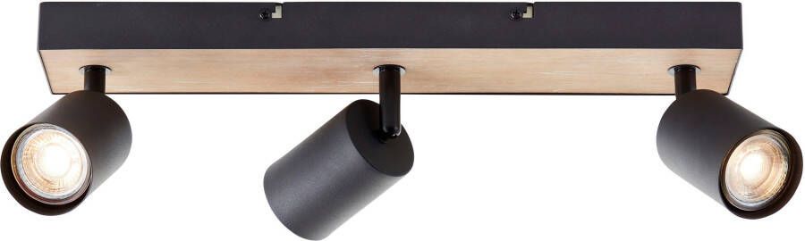 Brilliant Leuchten Plafondspot Jello Wood Spotbalk draaibaar 15x42x8 cm GU10 345lm 3000K metaal hout