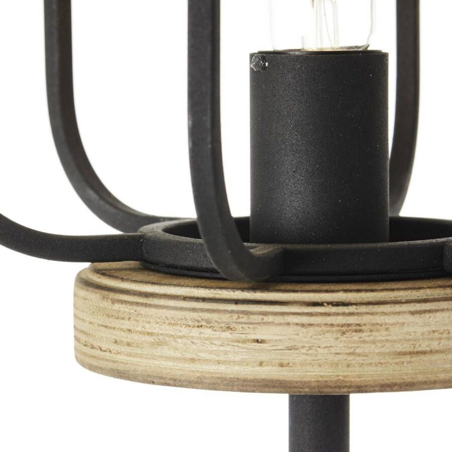 Brilliant lamp Gwen vloerlamp 1-vlam antiek hout zwart korund metaal hout 1x A60 E27 52W normale lampen (niet meegeleverd) A++