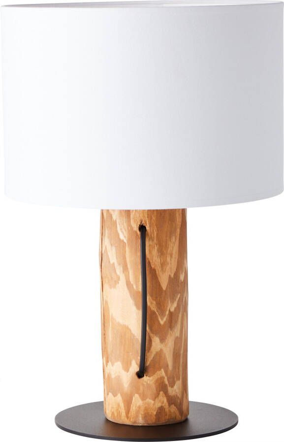 Brilliant lamp Jimena tafellamp gebeitst grenen hout textiel 1x A60 E27 25W normale lampen (niet inbegrepen) A++