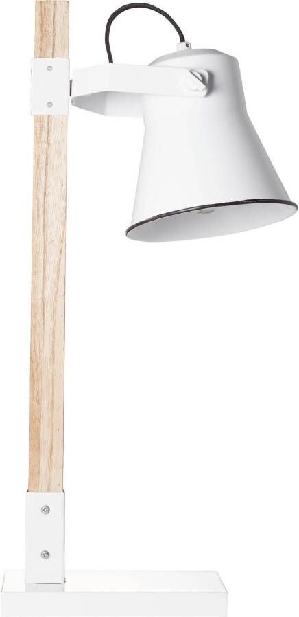 Brilliant lamp Plow tafellamp wit licht hout | 1x A60 E27 10W geschikt voor standaardlampen (niet inbegrepen) | Schaal A ++ tot E | Met snoerschakelaar