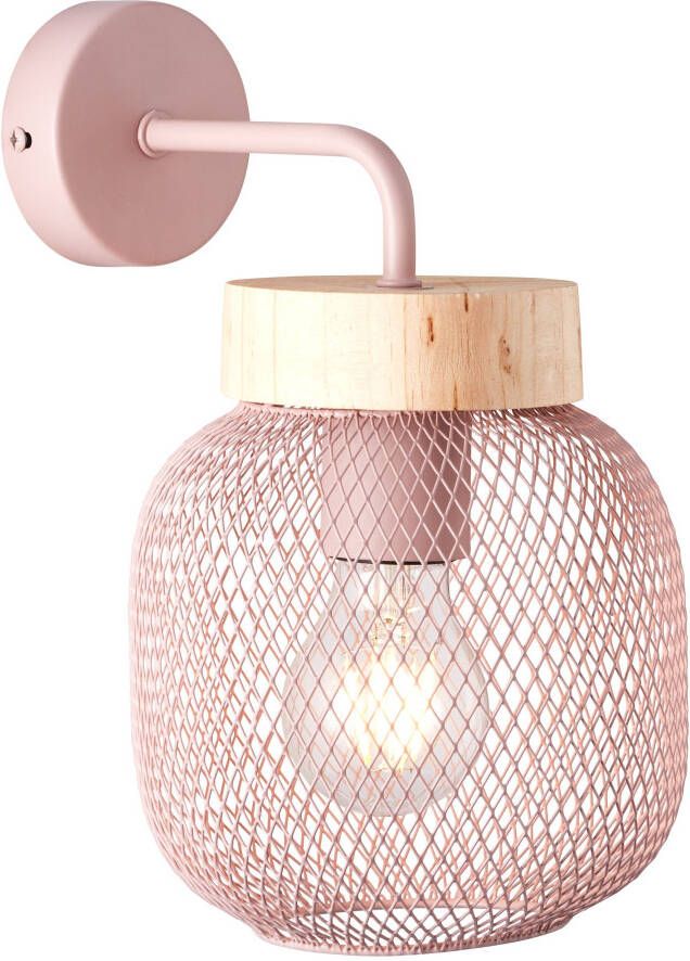 Brilliant Leuchten Wandlamp Giada Wandlamp hoogte 26 5 cm 1x E27 metaal hout (1 stuk)