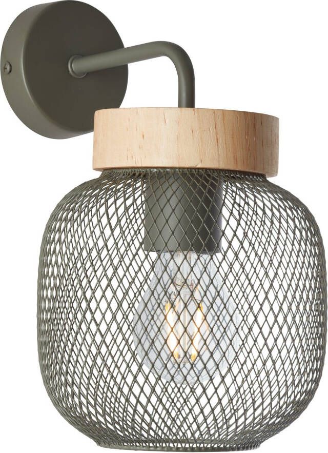 Brilliant Leuchten Wandlamp Giada Wandlamp hoogte 26 5 cm 1x E27 metaal hout (1 stuk)