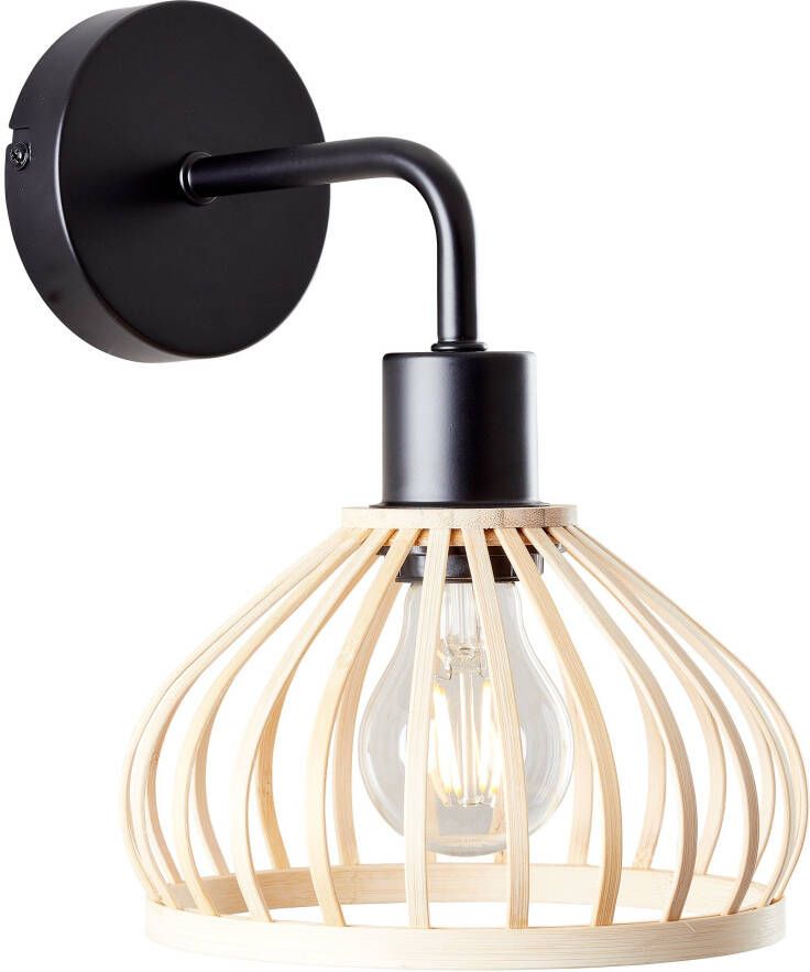 Brilliant Leuchten Wandlamp Norah Wandlamp met bamboekap Nature Style 27x19x23 cm E27 fitting (1 stuk)