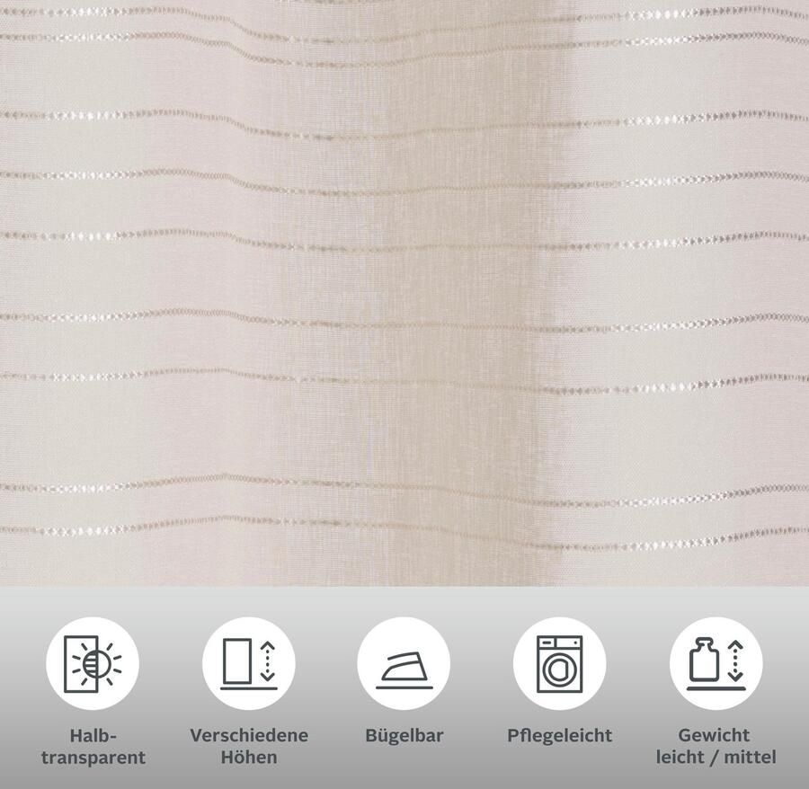 Bruno Banani Gordijn Linus 1 sjaal ingeweven dwarsstrepen (1 stuk)