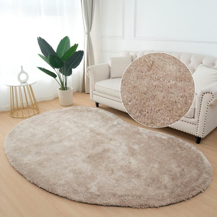 Bruno Banani Hoogpolig vloerkleed Dana Bean shape bijzondere vorm zacht microvezel tapijten