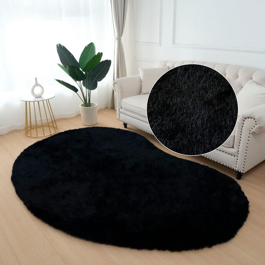 Bruno Banani Hoogpolig vloerkleed Dana Bean shape bijzondere vorm zacht microvezel tapijten