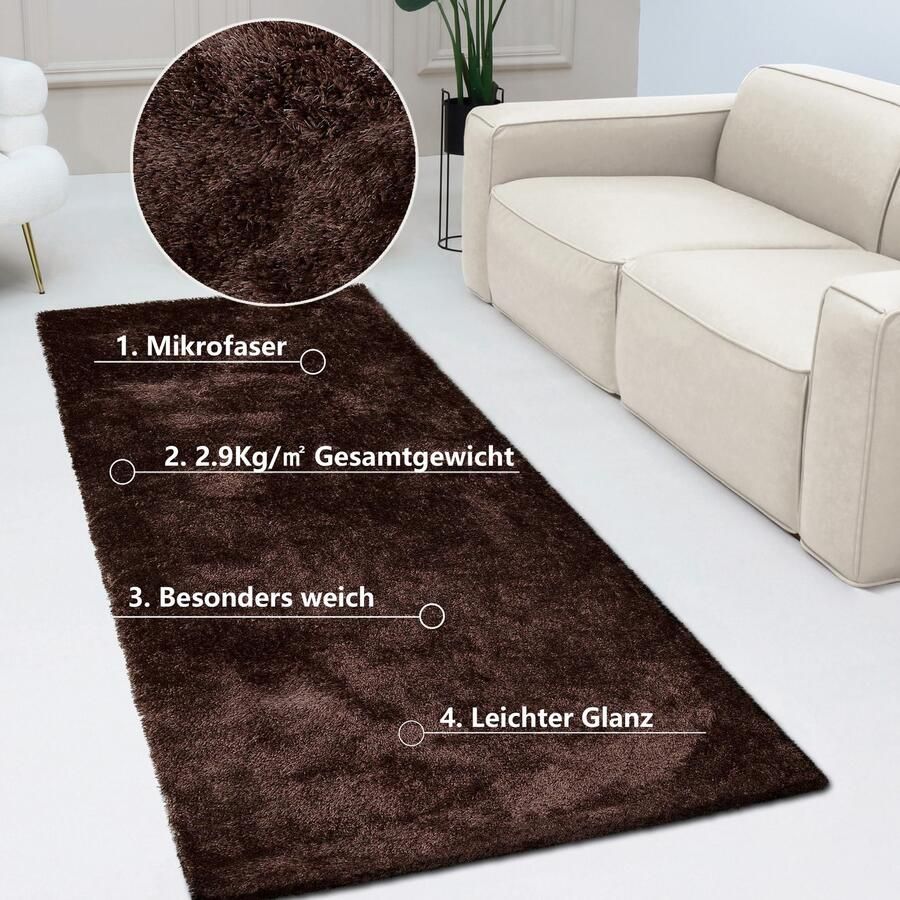 Bruno Banani Hoogpolige loper Dana tapijt klantenfavoriet Loper uni zacht microvezel hal entree woonkamer slaapkamer