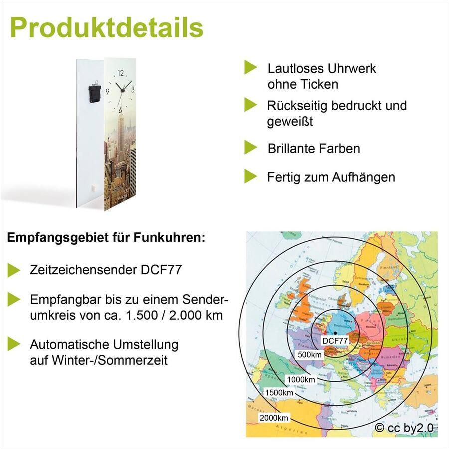 Bruno Banani Wandklok Strepen op glas