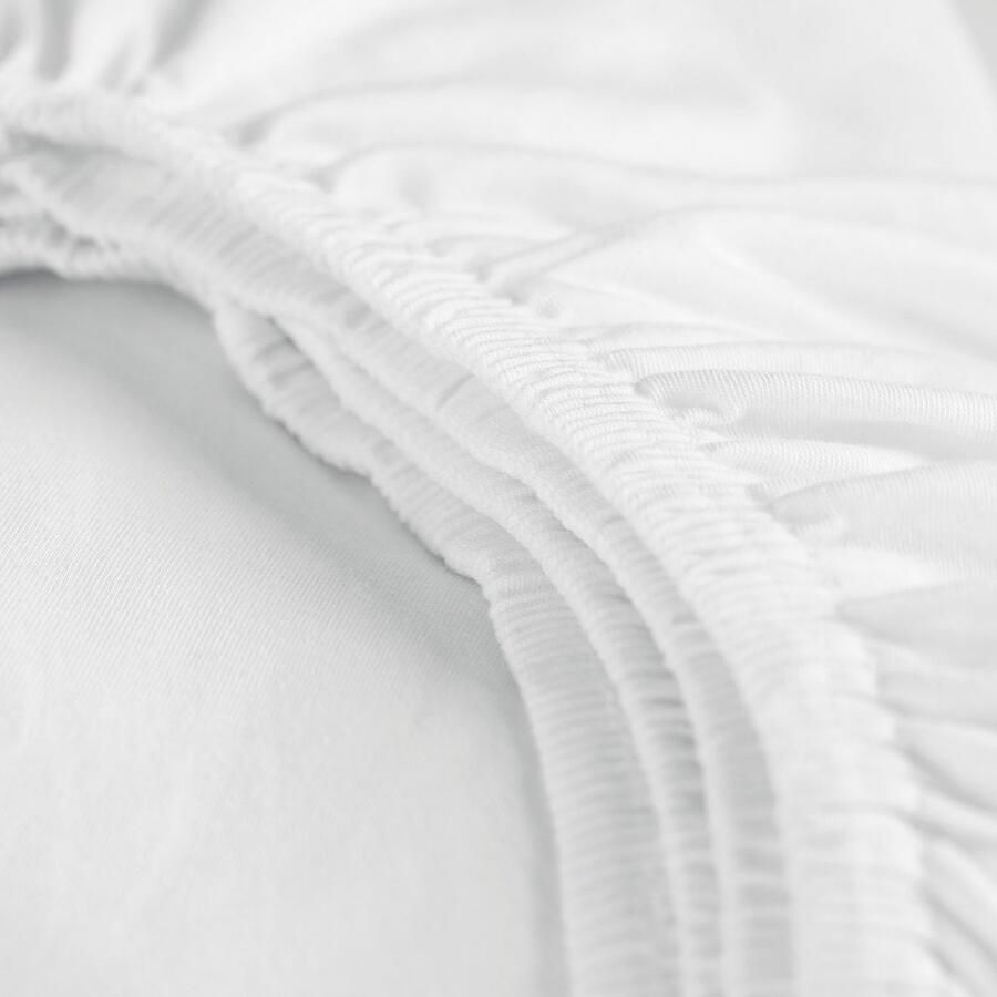 Cinderella Dubbel Jersey Hoeslaken 1 persoons Ook Geschikt voor Boxspring 80 90x210 220 & 100x200 tot 25 cm Wit - Foto 3