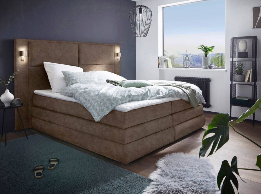 COLLECTION AB Boxspring Copenhagen inclusief bedkist topmatras naar keuze met ledverlichting