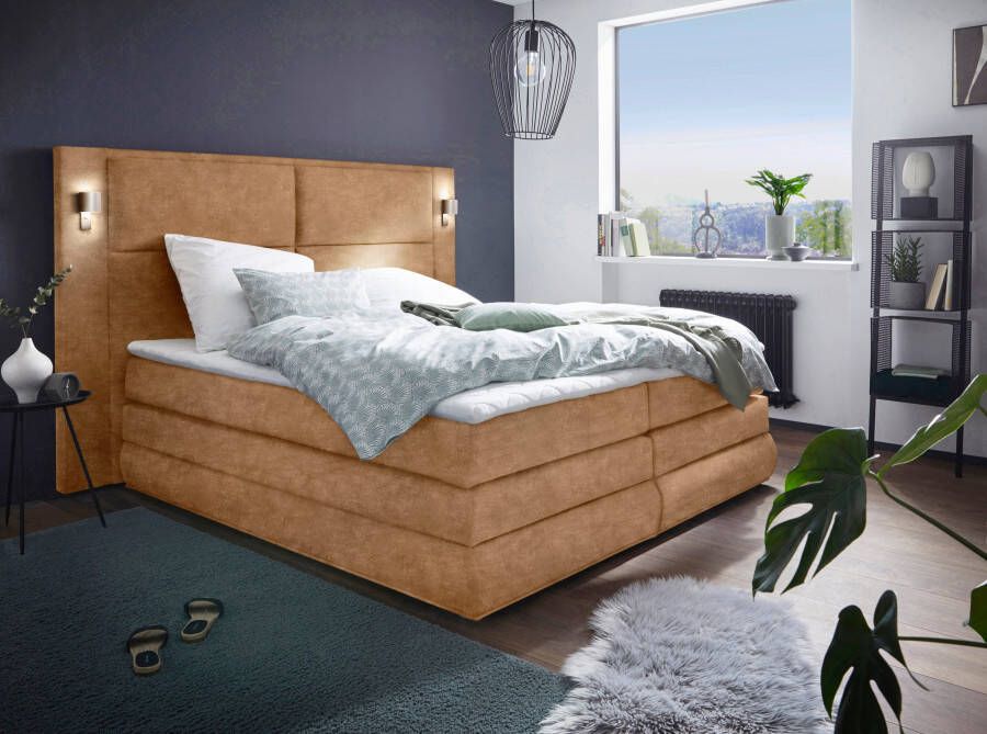 COLLECTION AB Boxspring Copenhagen inclusief bedkist topmatras naar keuze met ledverlichting