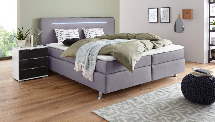 COLLECTION AB Boxspring London inclusief topper en kussens met LED-verlichting Boxspringbed verkrijgbaar in 90cmx200cm 140cmx200cm & 180cmx200cm