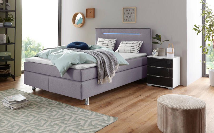 COLLECTION AB Boxspring London inclusief topper en kussens met LED-verlichting Boxspringbed verkrijgbaar in 90cmx200cm 140cmx200cm & 180cmx200cm