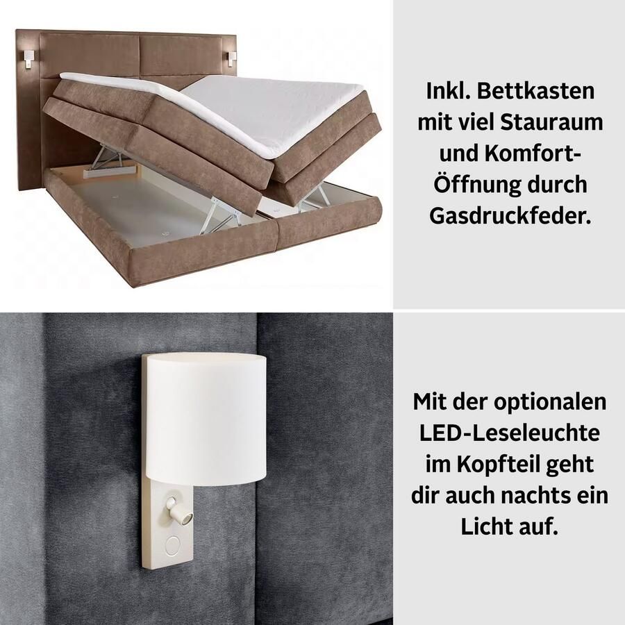COLLECTION AB Boxspring Copenhagen inclusief bedkist topmatras naar keuze met ledverlichting
