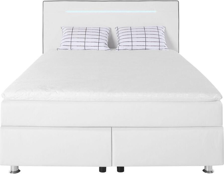 COLLECTION AB Boxspring London inclusief topper en kussens met LED-verlichting Boxspringbed verkrijgbaar in 90cmx200cm 140cmx200cm & 180cmx200cm